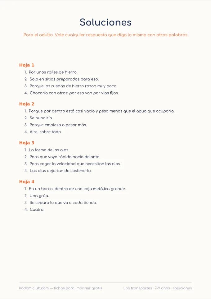 Leer sobre los transportes, hoja 5