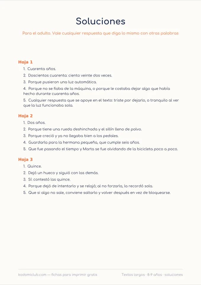 Comprensión: textos largos, hoja 4