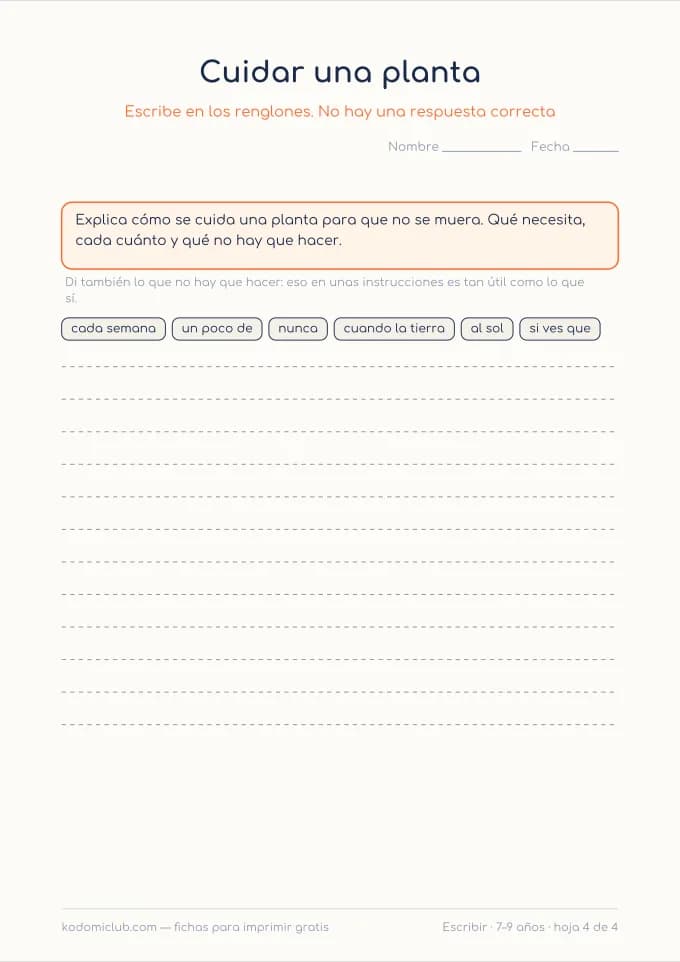 Escribir instrucciones, hoja 4