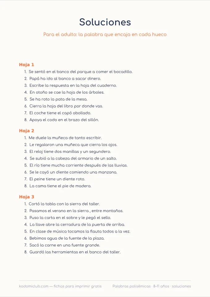 Una palabra, varios significados, hoja 4