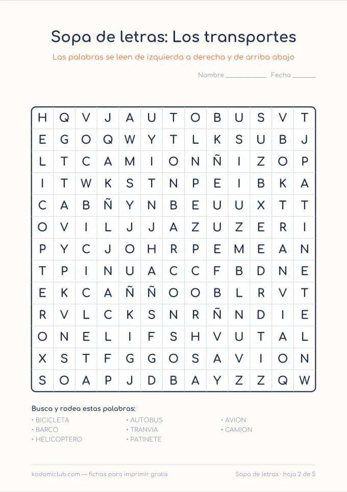 Sopa de letras difícil, hoja 2