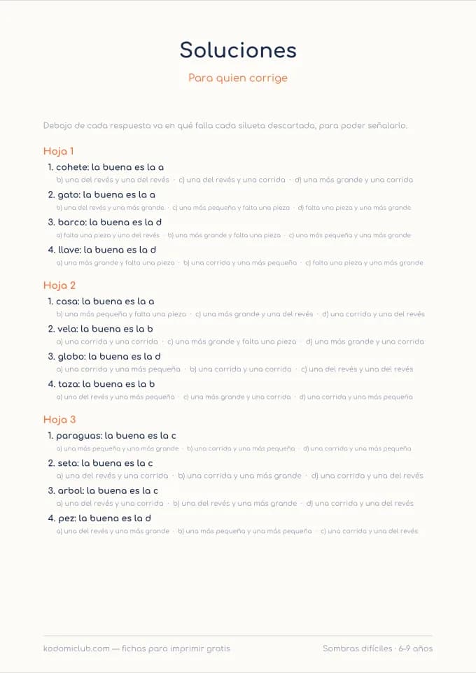 Busca la sombra: difícil, hoja 4
