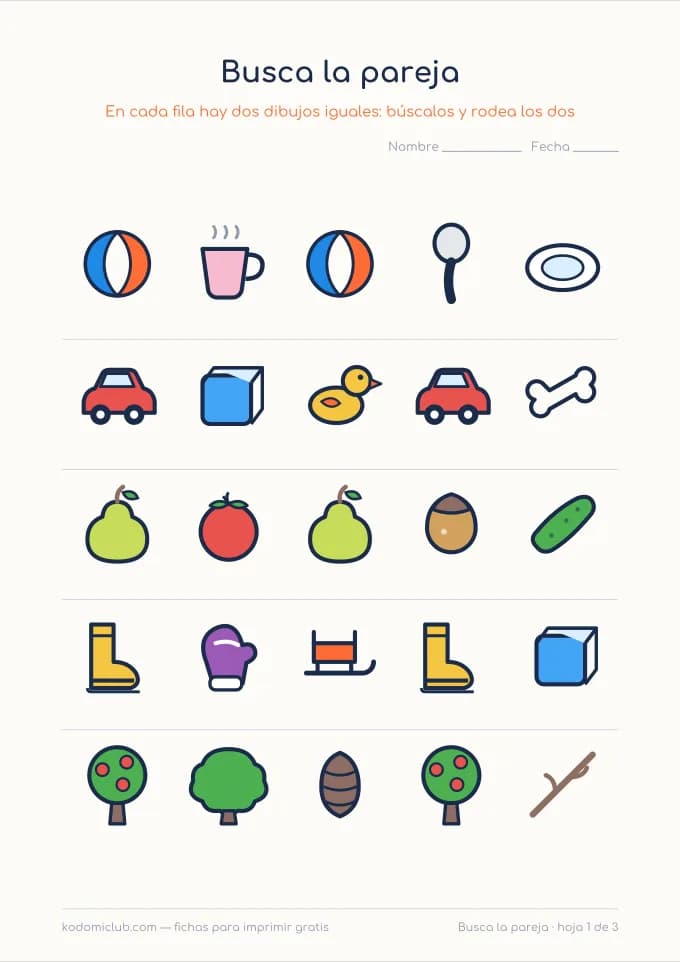 Dos dibujos iguales. Ficha para imprimir, 3–5 años
