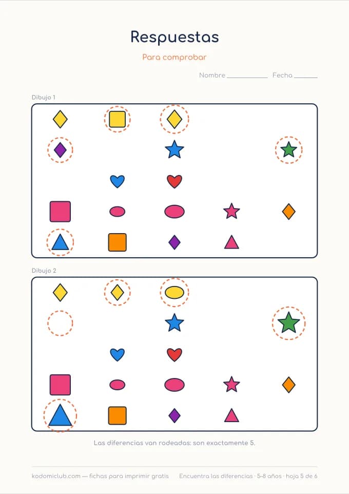 Encuentra las diferencias, hoja 5