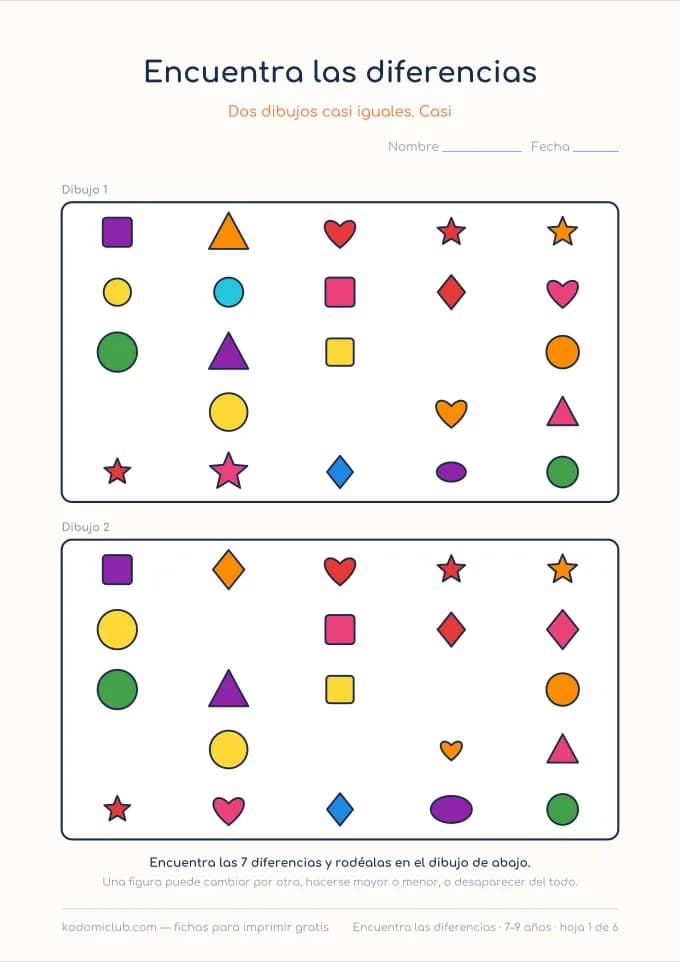 Encuentra las diferencias: difícil. Ficha para imprimir, 7–9 años