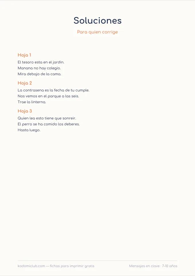 Mensajes en clave nuevos, hoja 4