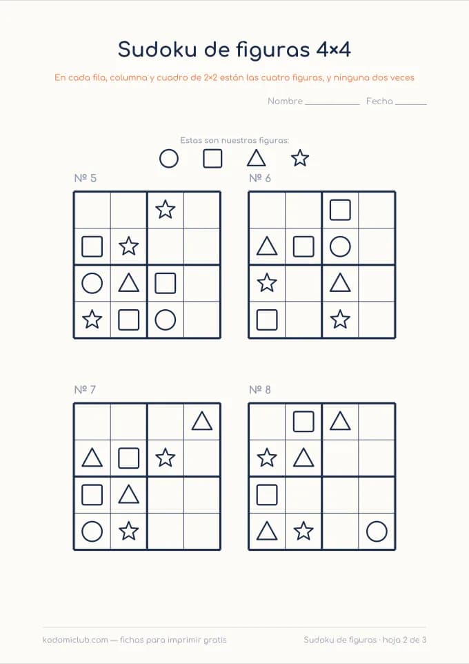 Sudoku de figuras, hoja 2