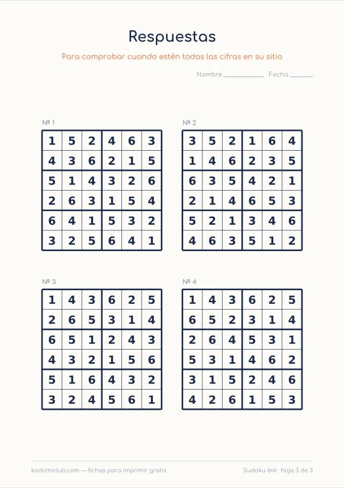 Sudoku de seis, hoja 3