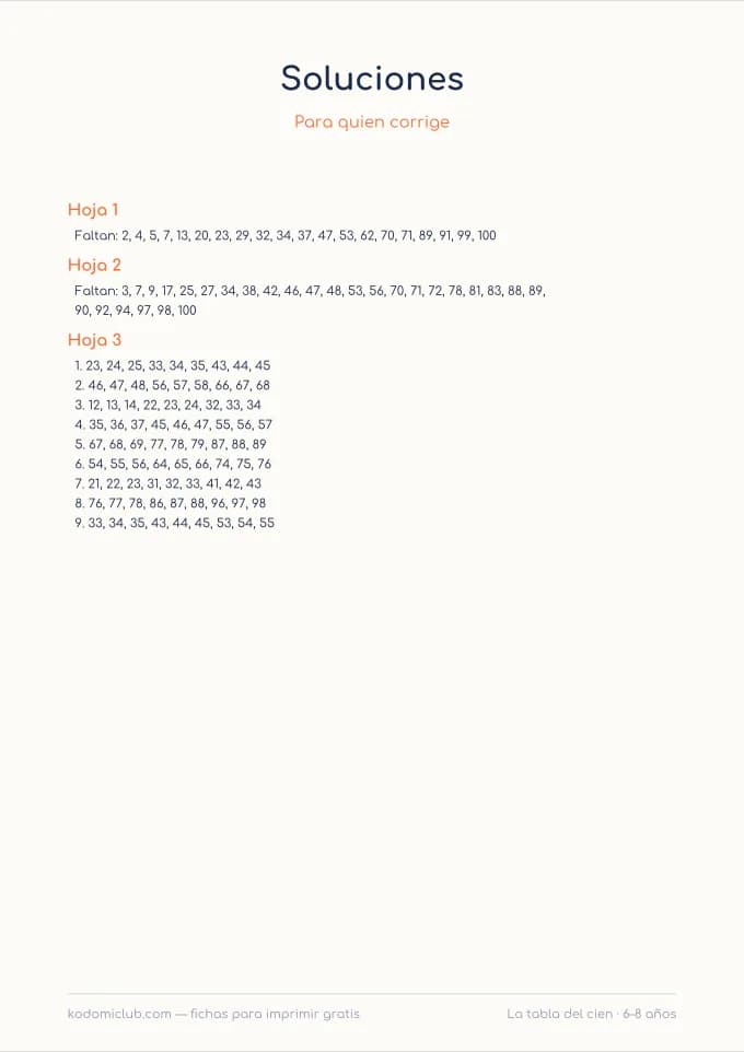 La tabla del cien, hoja 4