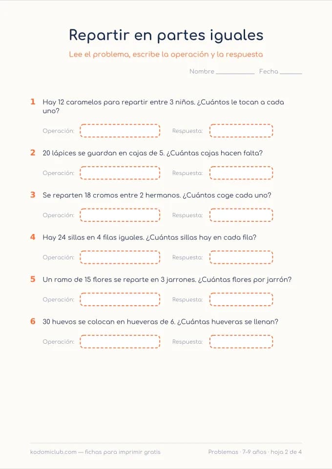 Problemas de multiplicar, hoja 2