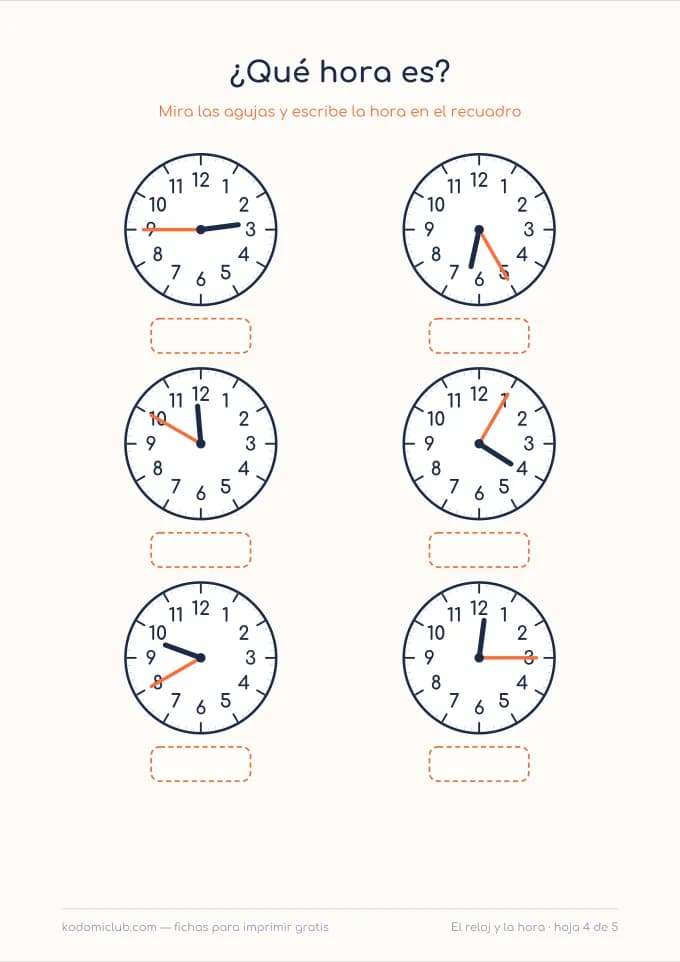 Del reloj de agujas al digital, hoja 4