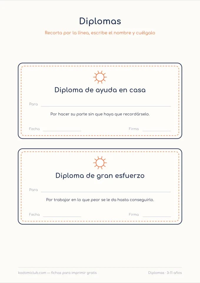 Diplomas para imprimir, hoja 2