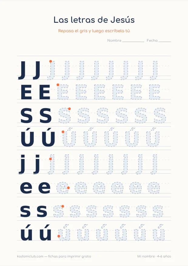 Ficha del nombre Jesús, hoja 2