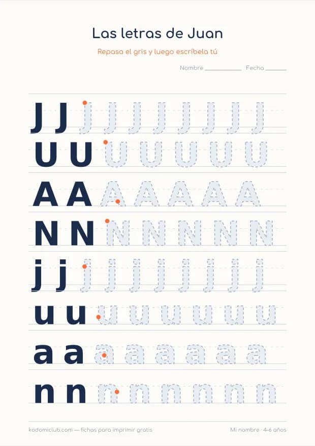Ficha del nombre Juan, hoja 2