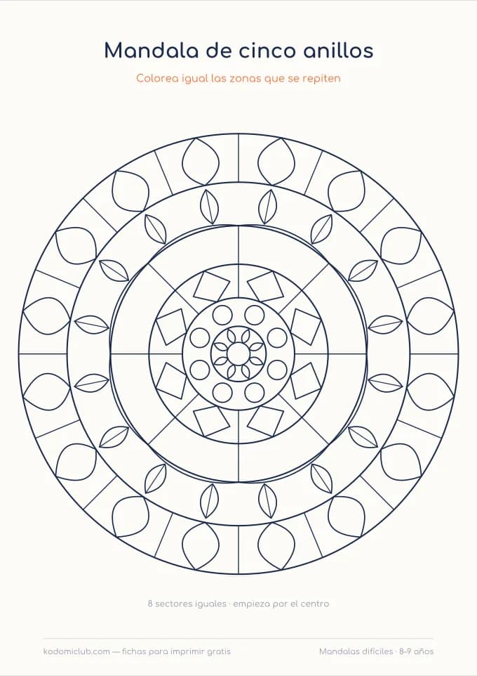 Mandalas difíciles, hoja 1