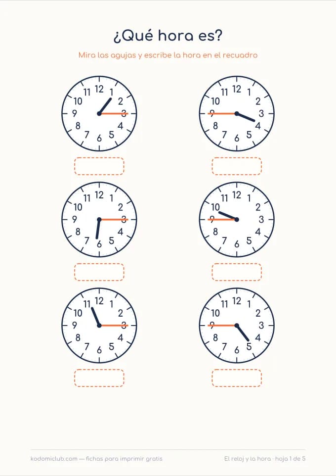 Los cuartos de hora, hoja 1